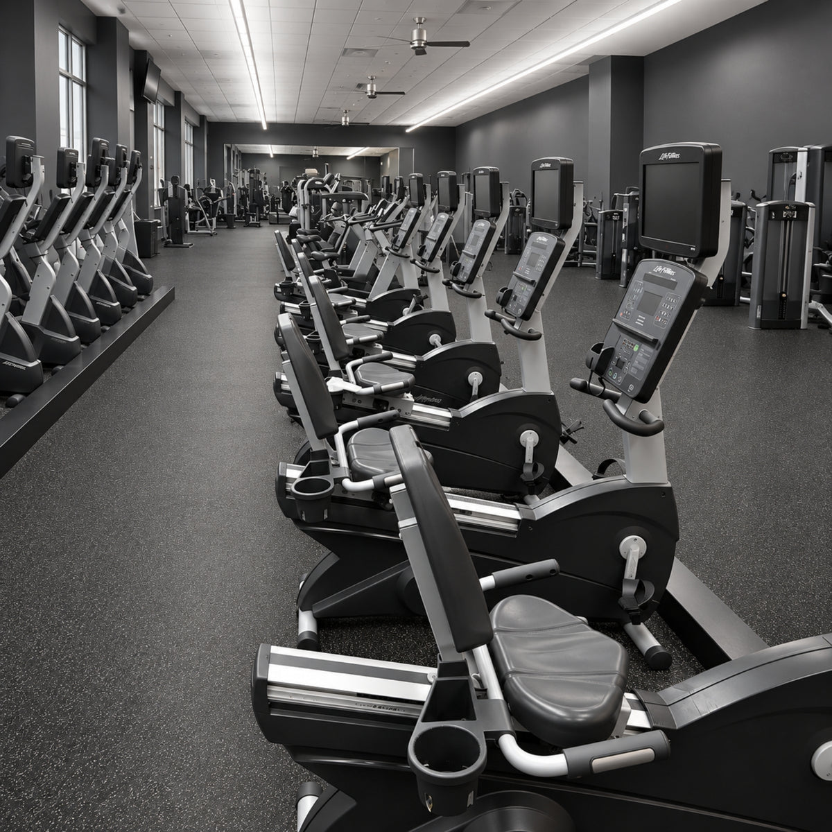 Life Fitness Integrity commercial recumbent bikes in CP3 cardio equipment package