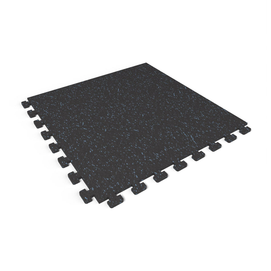 Jayz Blue REGUPOL aktivlok 3/8 inch (9 mm) interlocking rubber gym floor tile, 24 x 24 in., with puzzle edges
