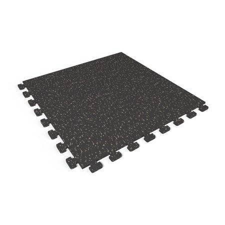 Titan Tan REGUPOL aktivlok 3/8 inch (9 mm) interlocking rubber gym floor tile, 24 x 24 in., with puzzle edges